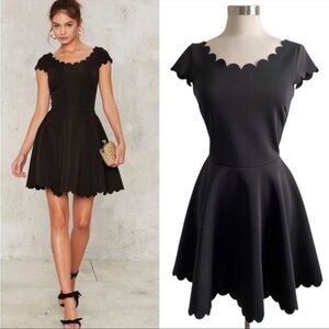 NASTY GAL Dream Seam Scallop Trim Little Black Dress size M